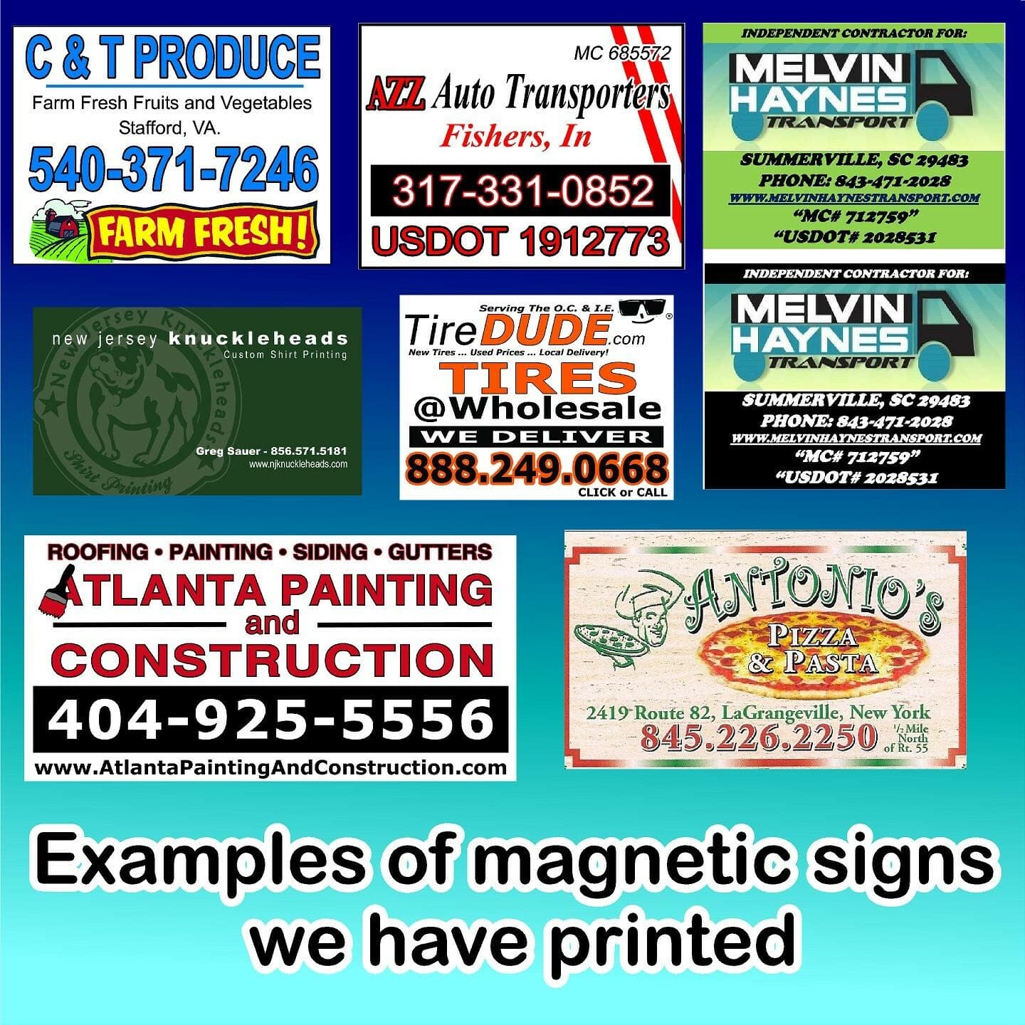 24" x 18" Full Color Vehicle Magnets Magnetic Auto Truck Van Car Signs Custom 2