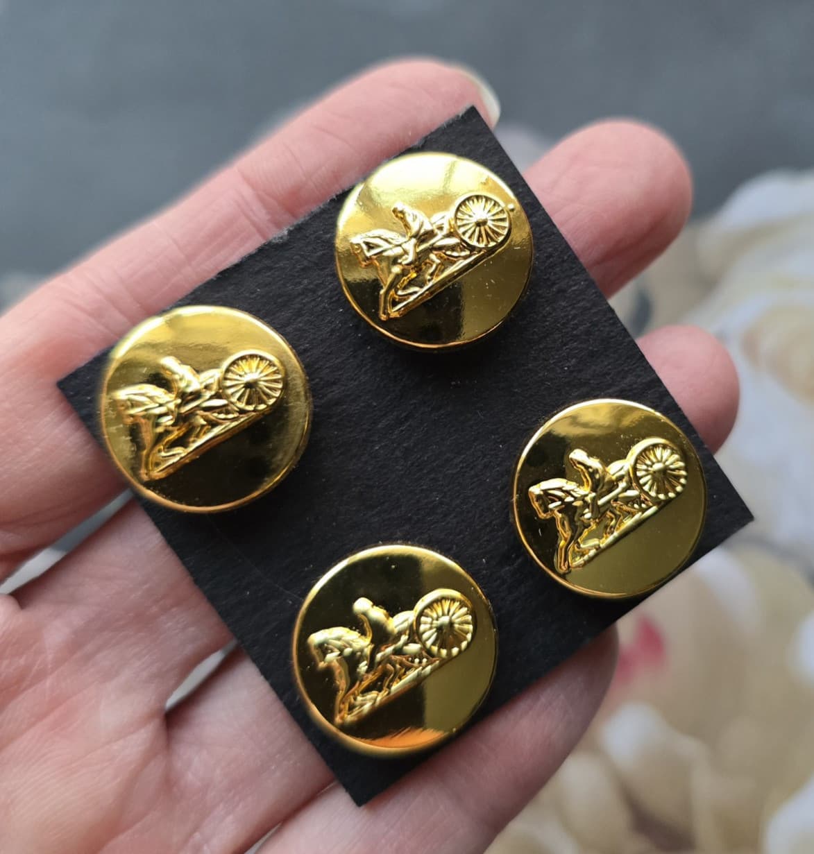 Gold Horse Carriage Horse Show Magnetic Pins.   Driving Show Number Holders. 5