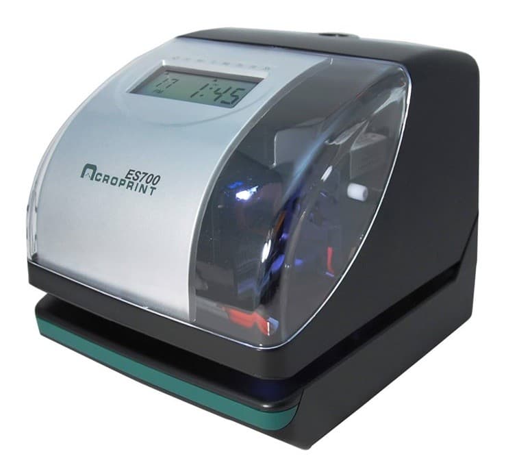 Acroprint ES700 Electronic Time Card Clock Recorder with Keys, Manual Power Cord 5