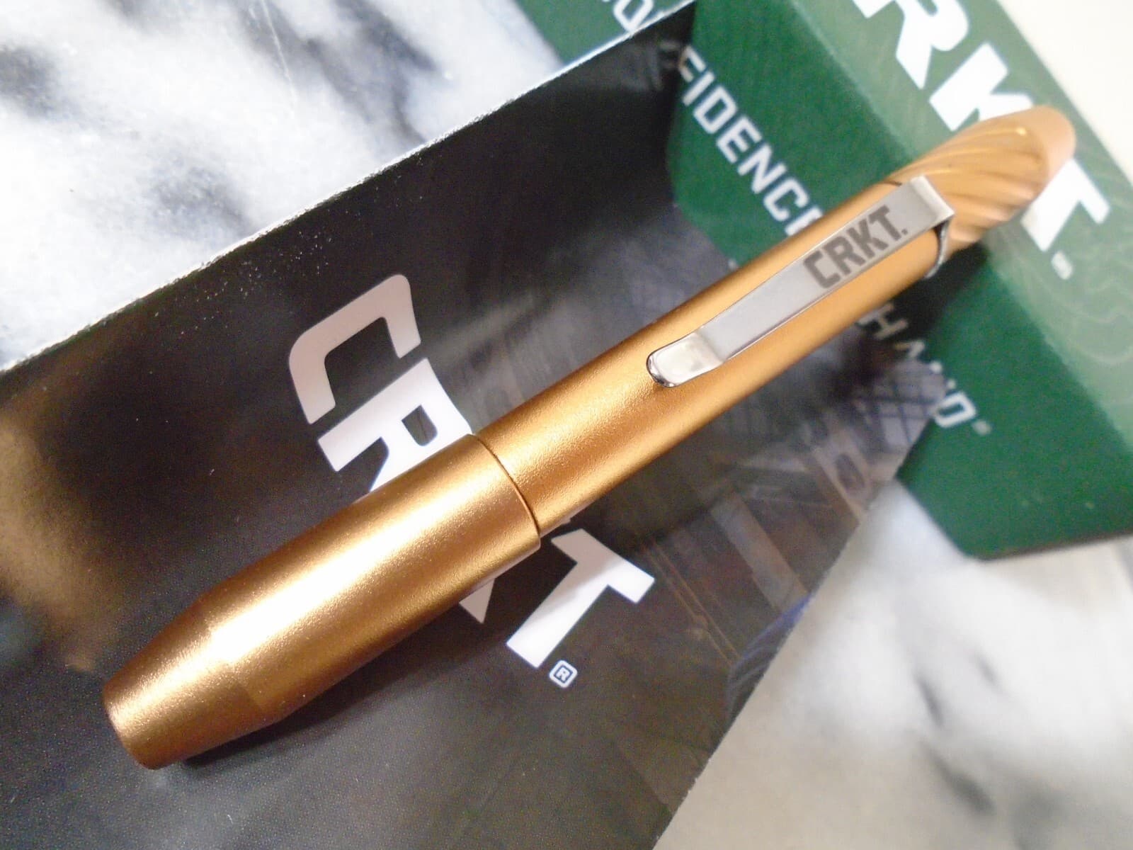 CRKT Techliner Shorty Pen Copper Aluminum TPENBOND2CU Magnectic Cap Pressure Ink 2