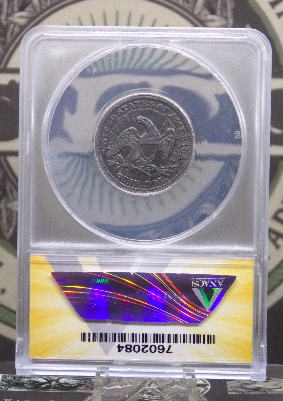 1853 "P" Seated Liberty Quarter *ARROWS & RAYS* 25c ANACS EF45 XF Details #084 4