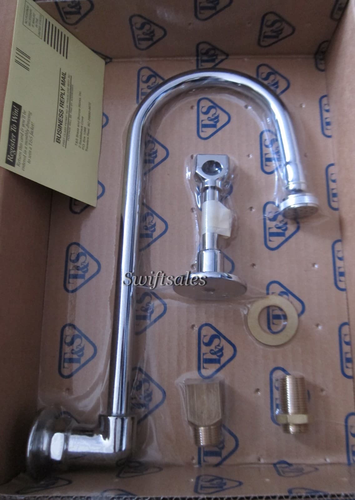 T&S Brass B-2456-W - Remote Rosespray Outlet Gooseneck Spout w/ Wall Bracket