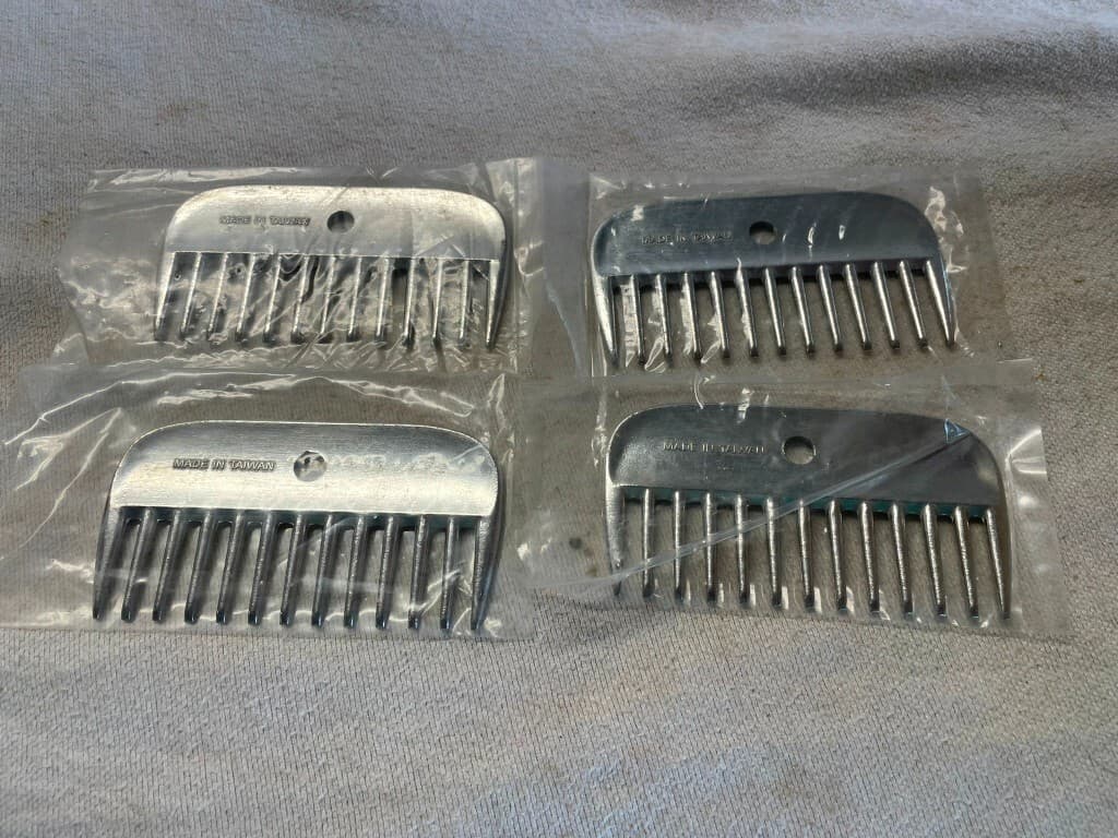 Aluminum Horse Mane Comb 4 in x 2 in -- Lot of 4