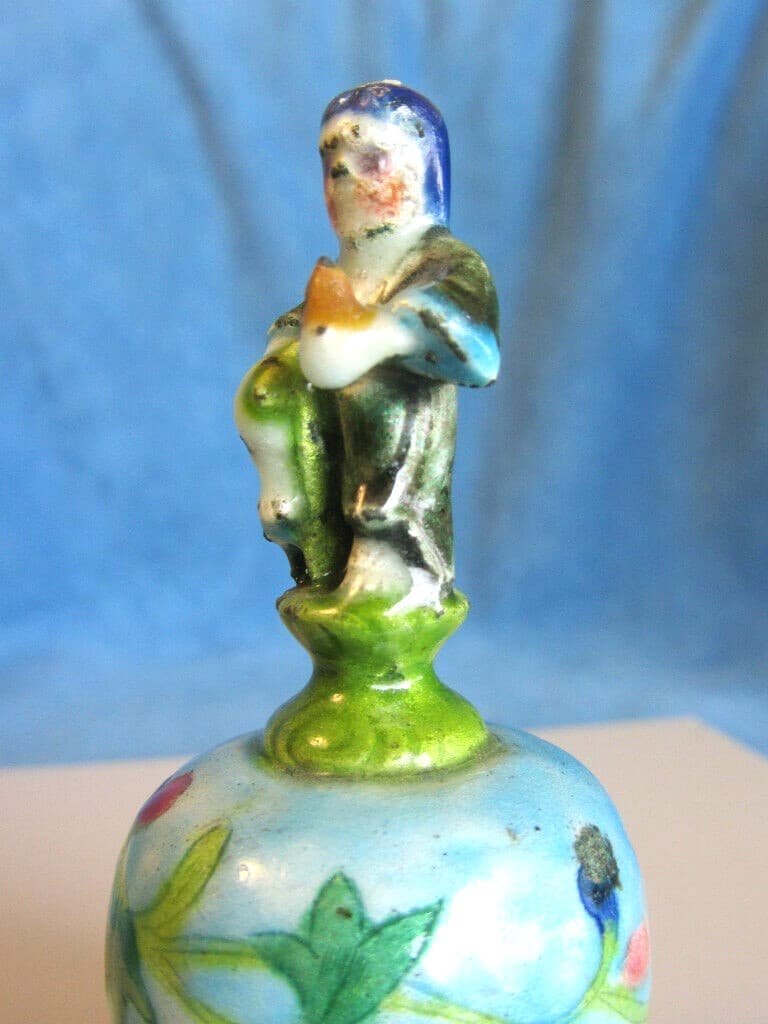 Superb Antique 19th Century Chinese Enamel on Silver Figural Immortal BELL 2