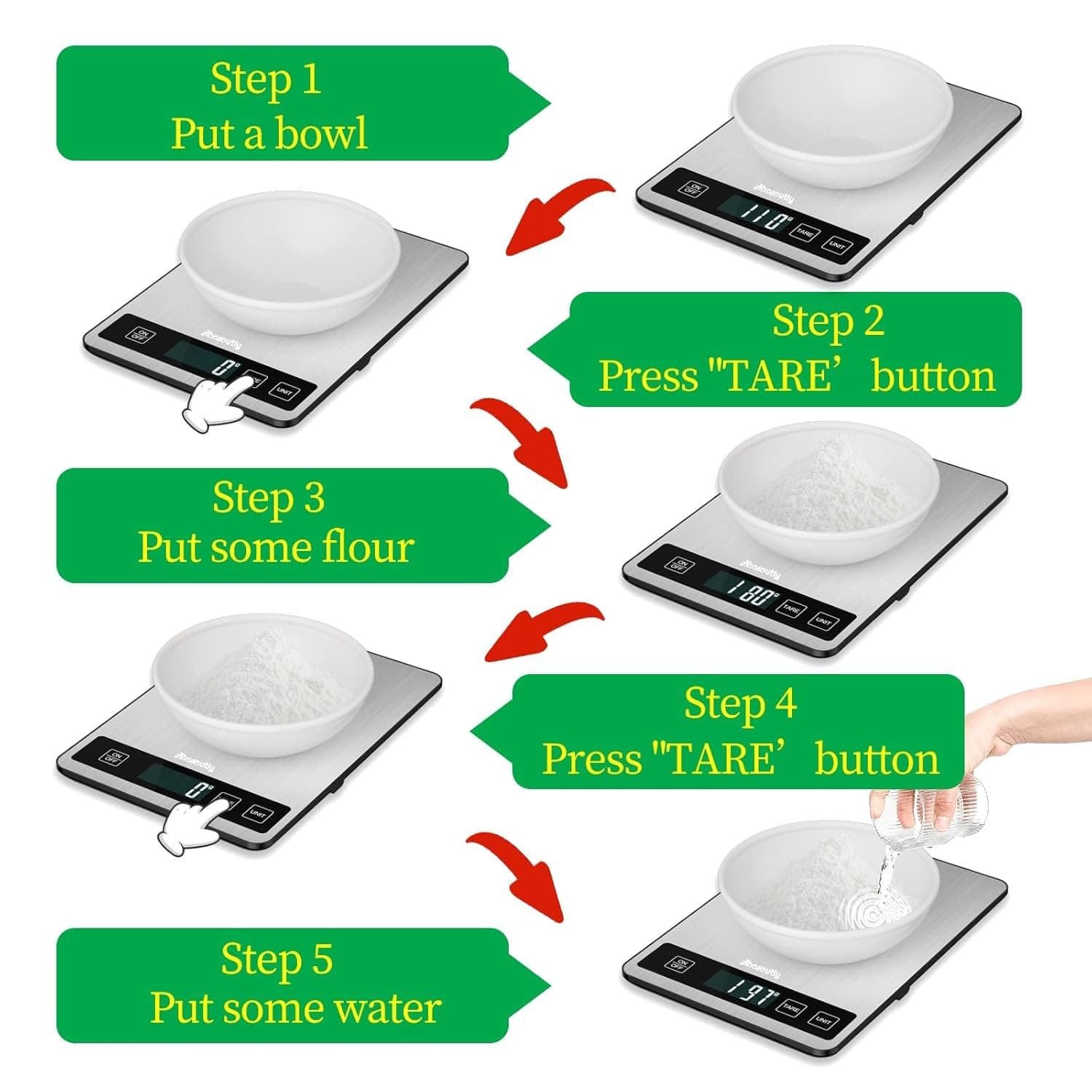 Food Scale 22Lb/10Kg Digital Kitchen Scale Weight Grams and Ounces with 0.1Oz/1G 6