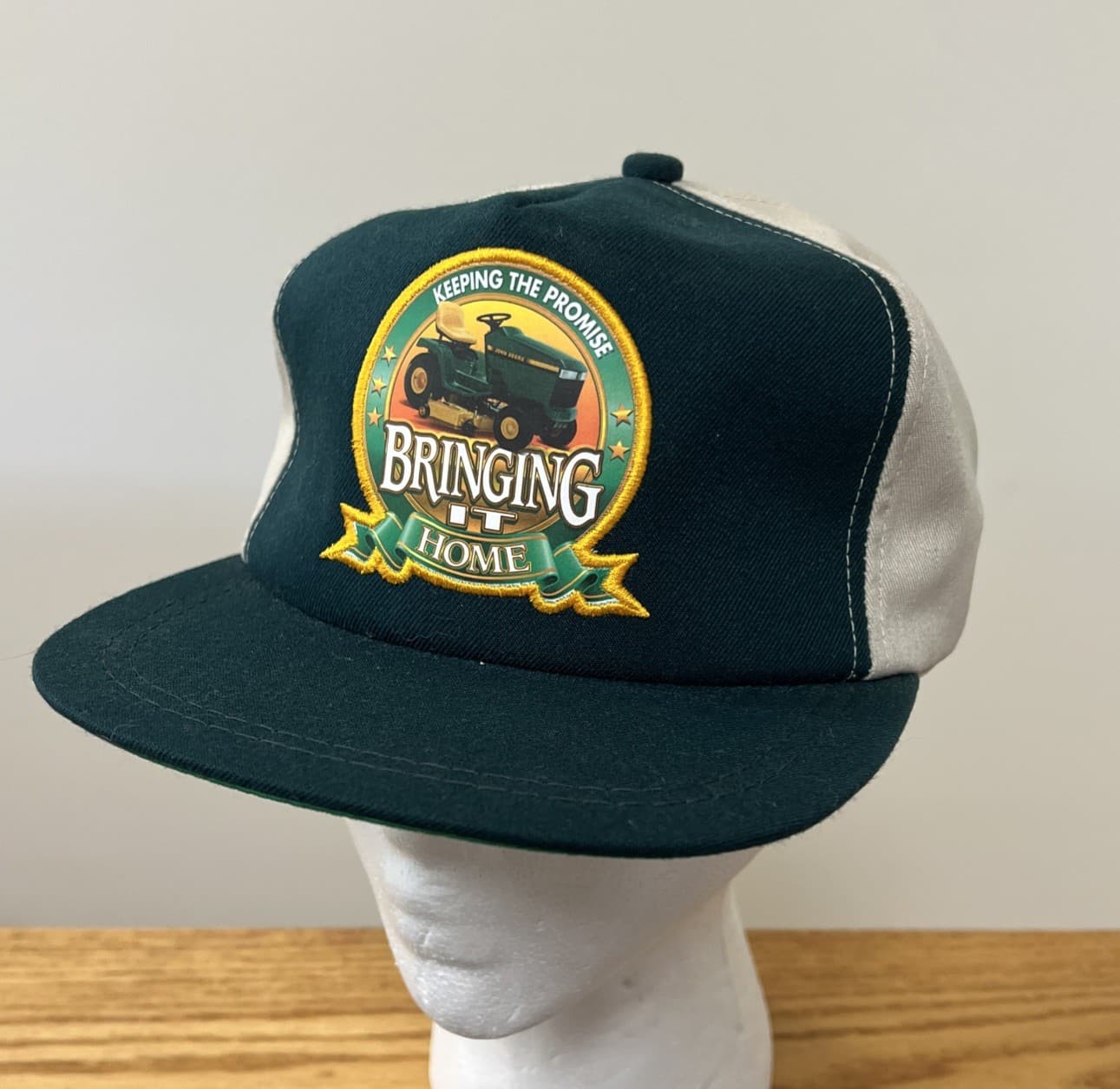 Vtg John Deere "Bringing it Home" 1994 Lawn Mower Cap Green Trucker Hat USA Made