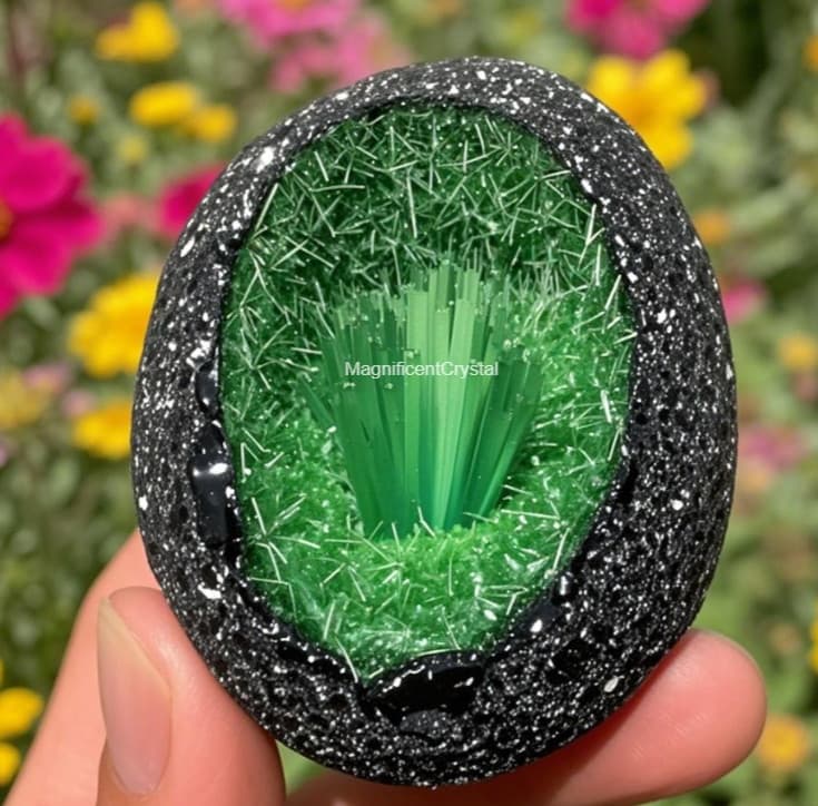 Rare Natural Meteorite Quartz Crystal Specimen Goethite Green Copper Ore Decor 2