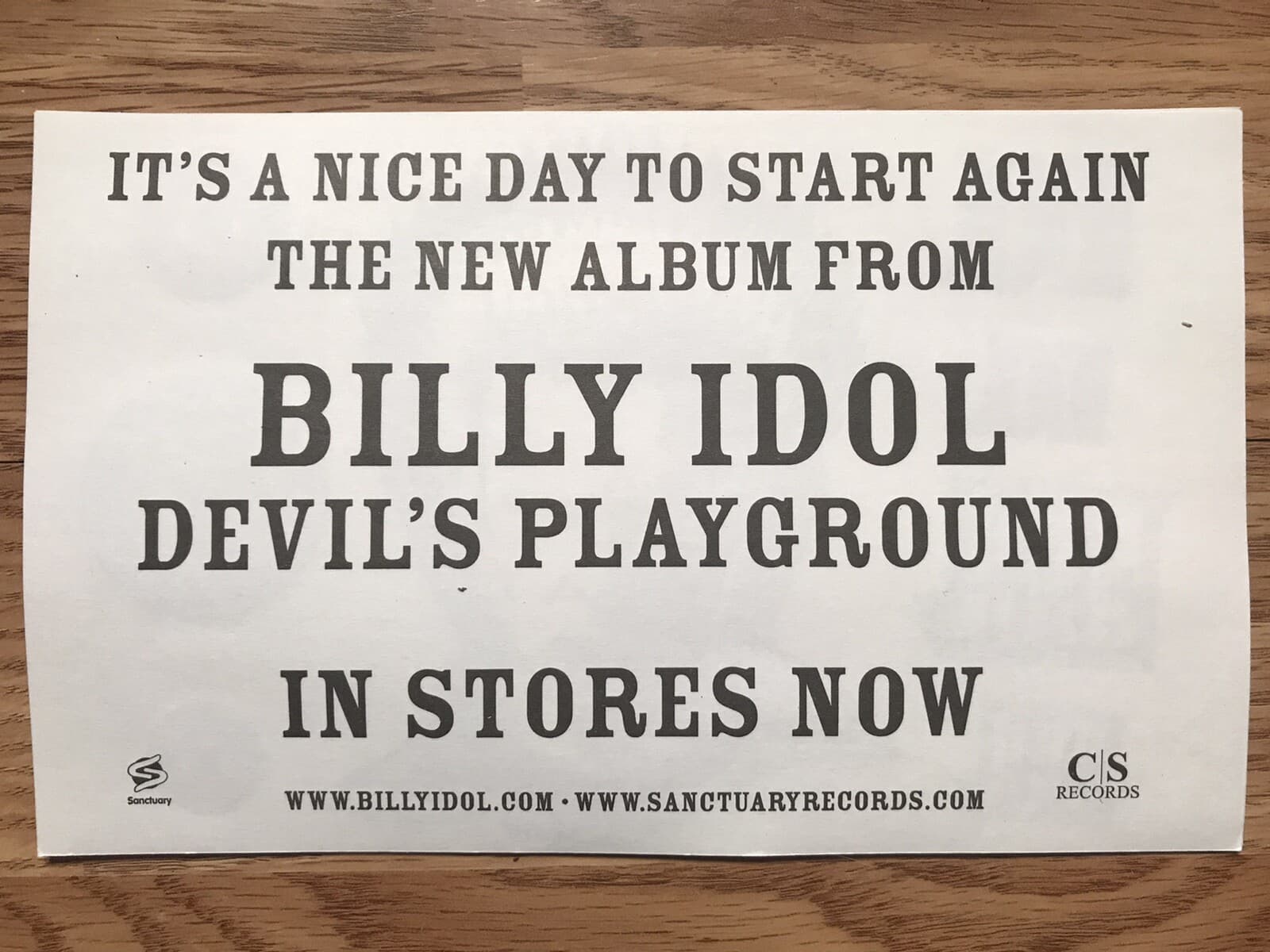 FREE SHIPPING Lot Of 5 Sticker Sheets for Billy Idol Devil’s Playground CD 4