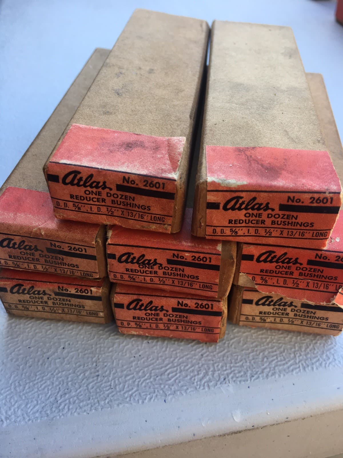 ATLAS No. 2601 One Dozen REDUCER BUSHINGS O.D. 5/8", I.D. 1/2" x  13/16" Long