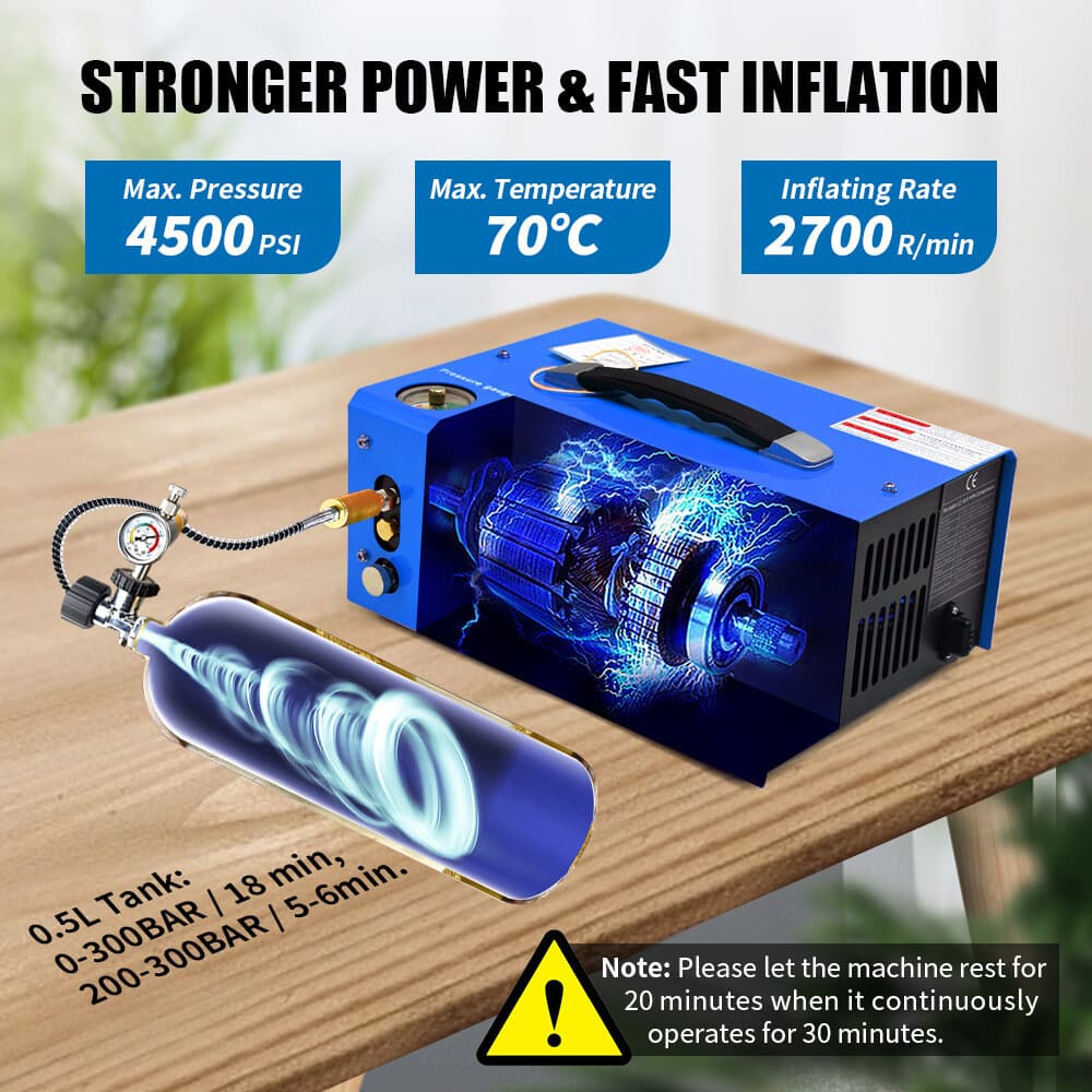 Portable 30MPA Auto-Stop 12V/110V PCP Air Compressor for Rifle Airgun Paintball 6