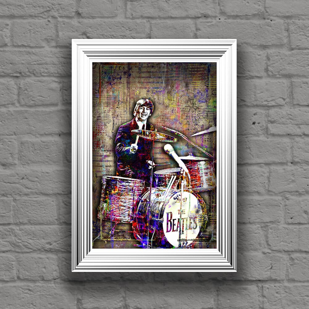 RINGO STARR The Beatles  Poster,  Ringo Starr Drumming Print Free Shipping US 3