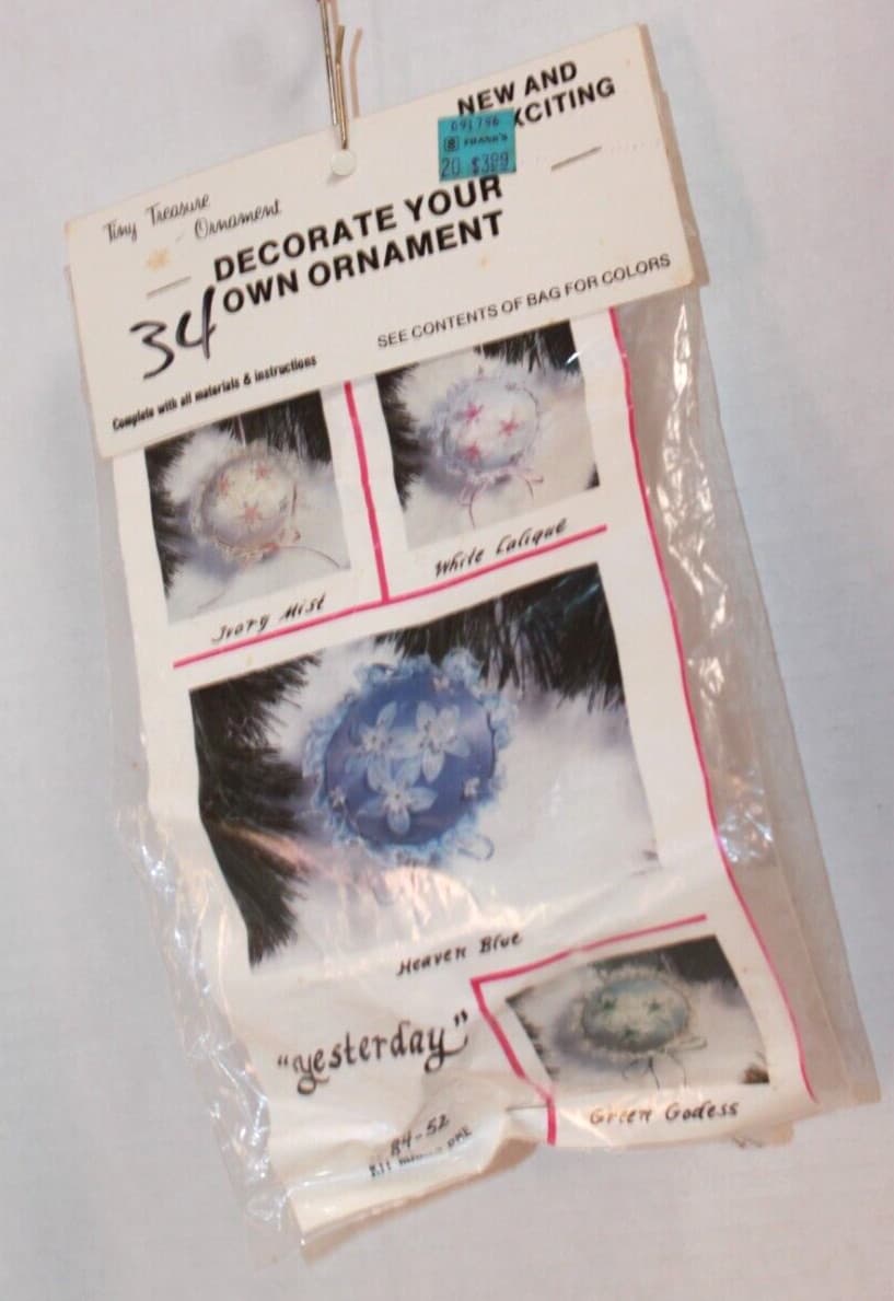 Vtg Merri Mac Tiny Treasure Yesterday Heaven Blue Christmas Ornament Kit NIP