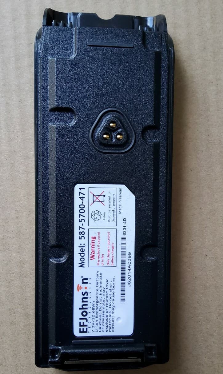 EF Johnson 587-5700-471 Li-Ion RECHARGEABLE BATTERY VP SERIES