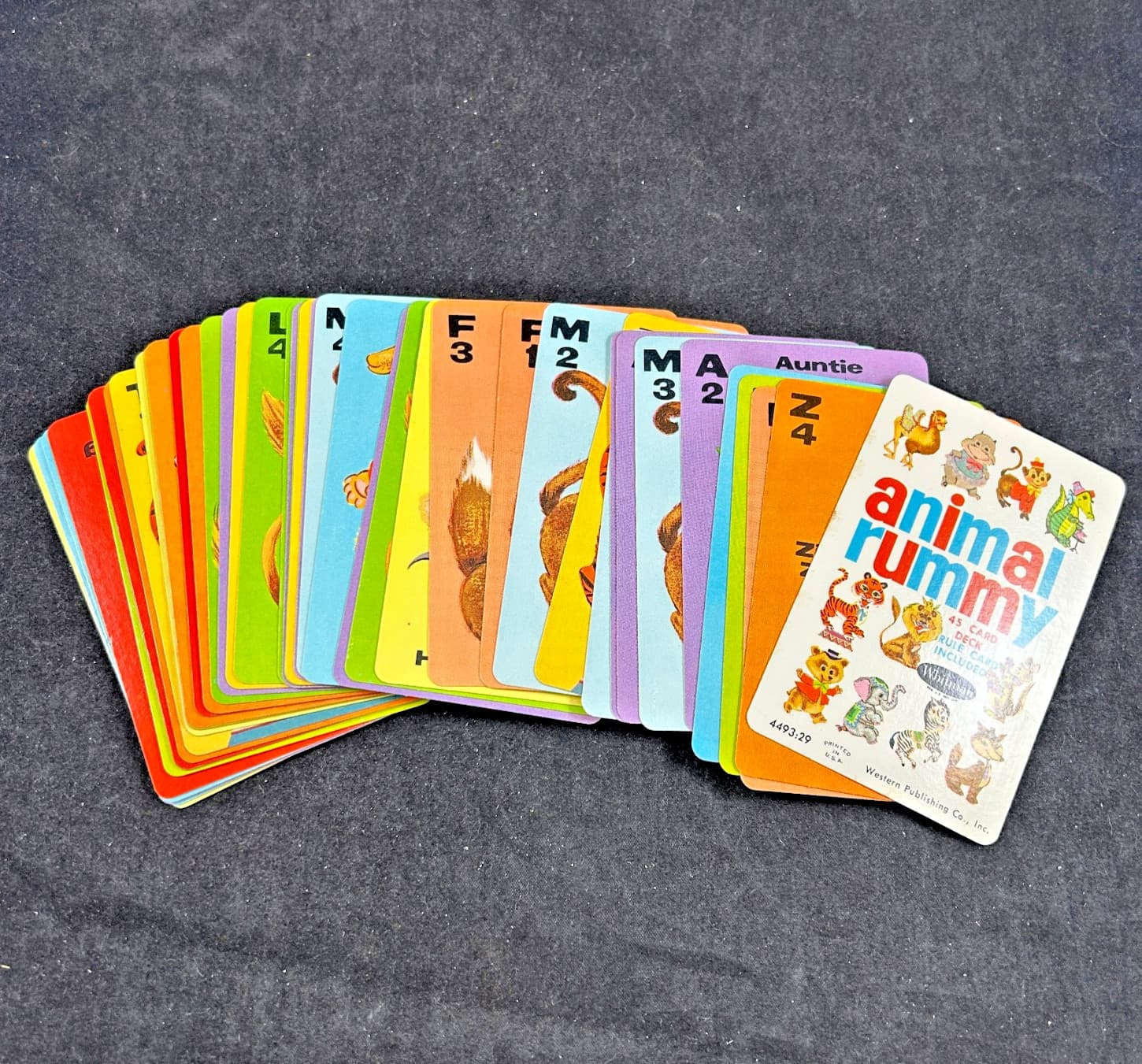 1960s WHITMAN ANIMAL RUMMY VTG 45 CARD DECK WESTERN PUBLISHING CO CARD GAME RARE
