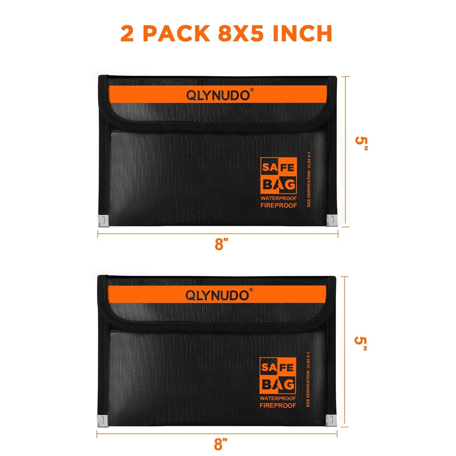 2 PACK Small Fireproof Document Bag Money Bag for Cash with Waterproof Zipper 3