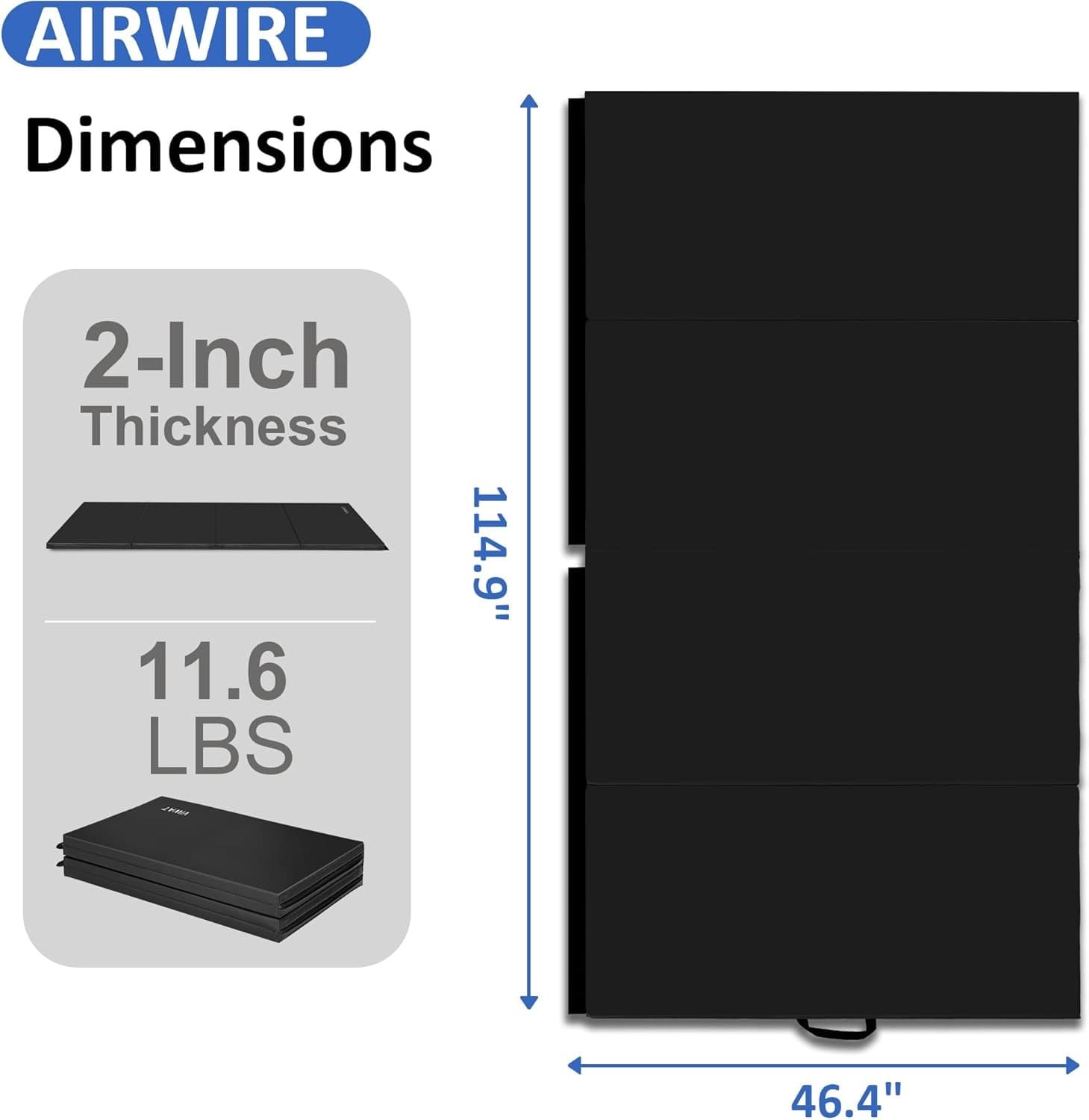 Gymnastics Mat 4 ft × 10 ft × 2 in thick tumbling mat 5
