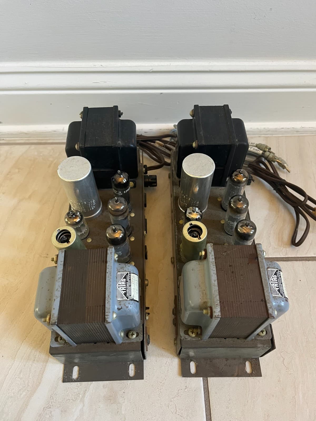 Pair Vintage AMPEX 6973 Monoblock mono Vacuum Tube 15watt Amplifiers Amps 6