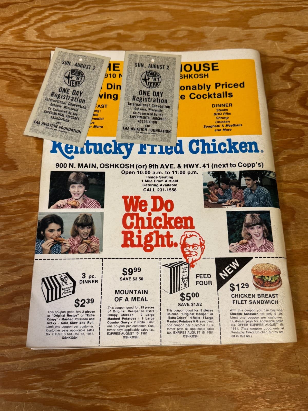 Vintage 1981 Oshkosh EAA 29th Annual EAA Sport Convention Program & 2 Tickets 2