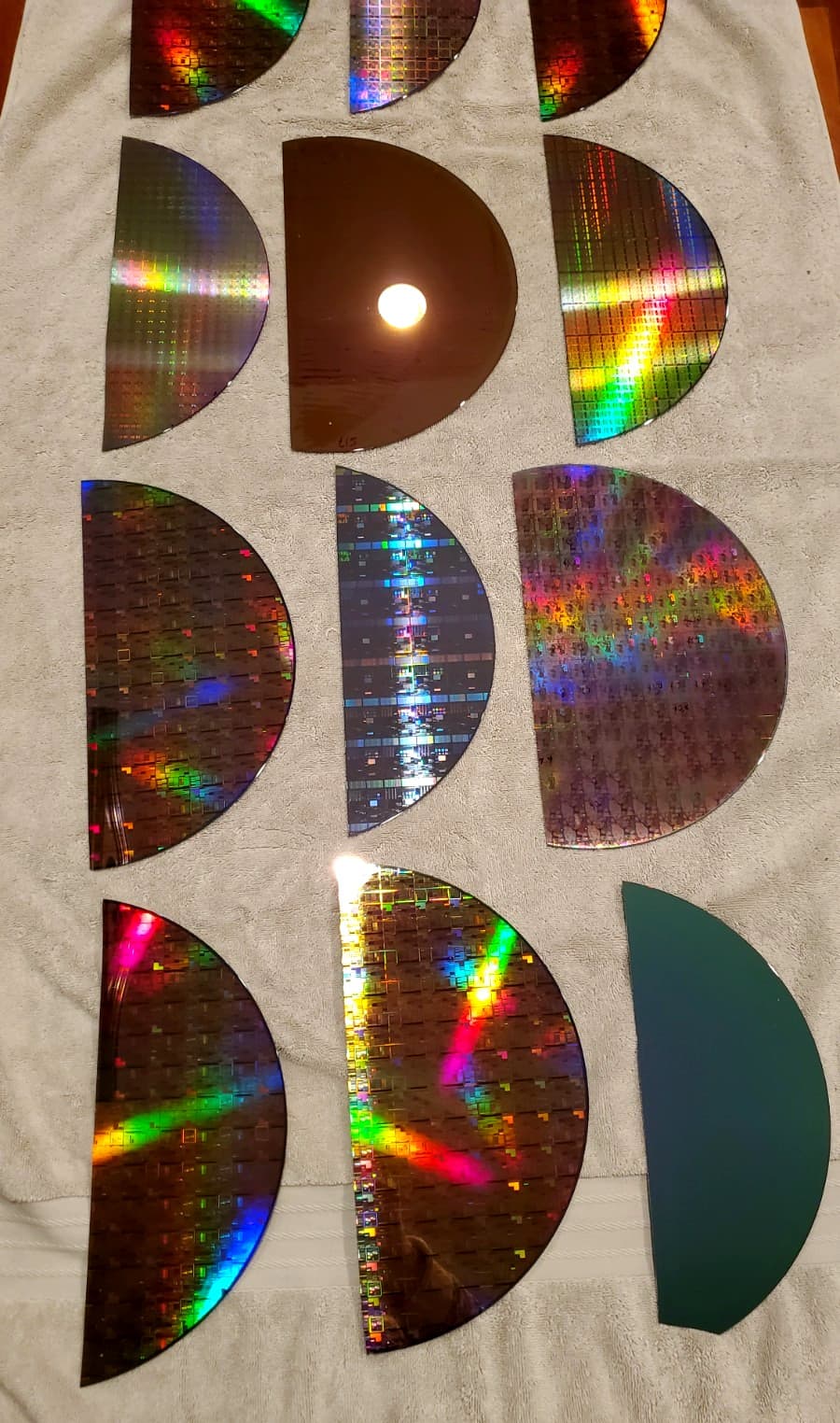 12 PC Lot Half Moon Silicon Semiconductor Lithography 300mm Wafer Slices Lot #DF 5