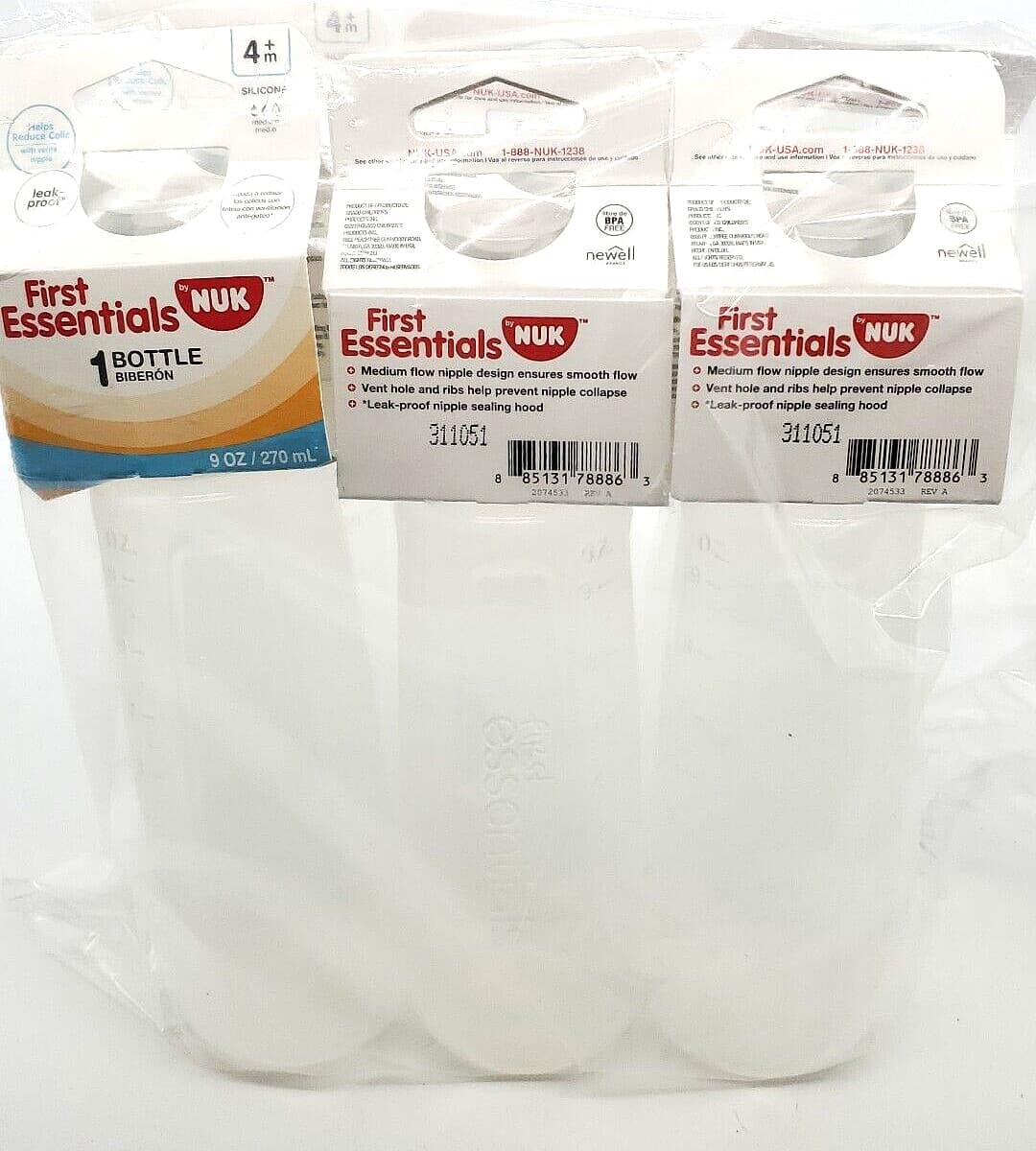 6x Bottles Nuk First Essentials 4M+ Silicone Baby Bottle | 9oz | Fast Shipping 4