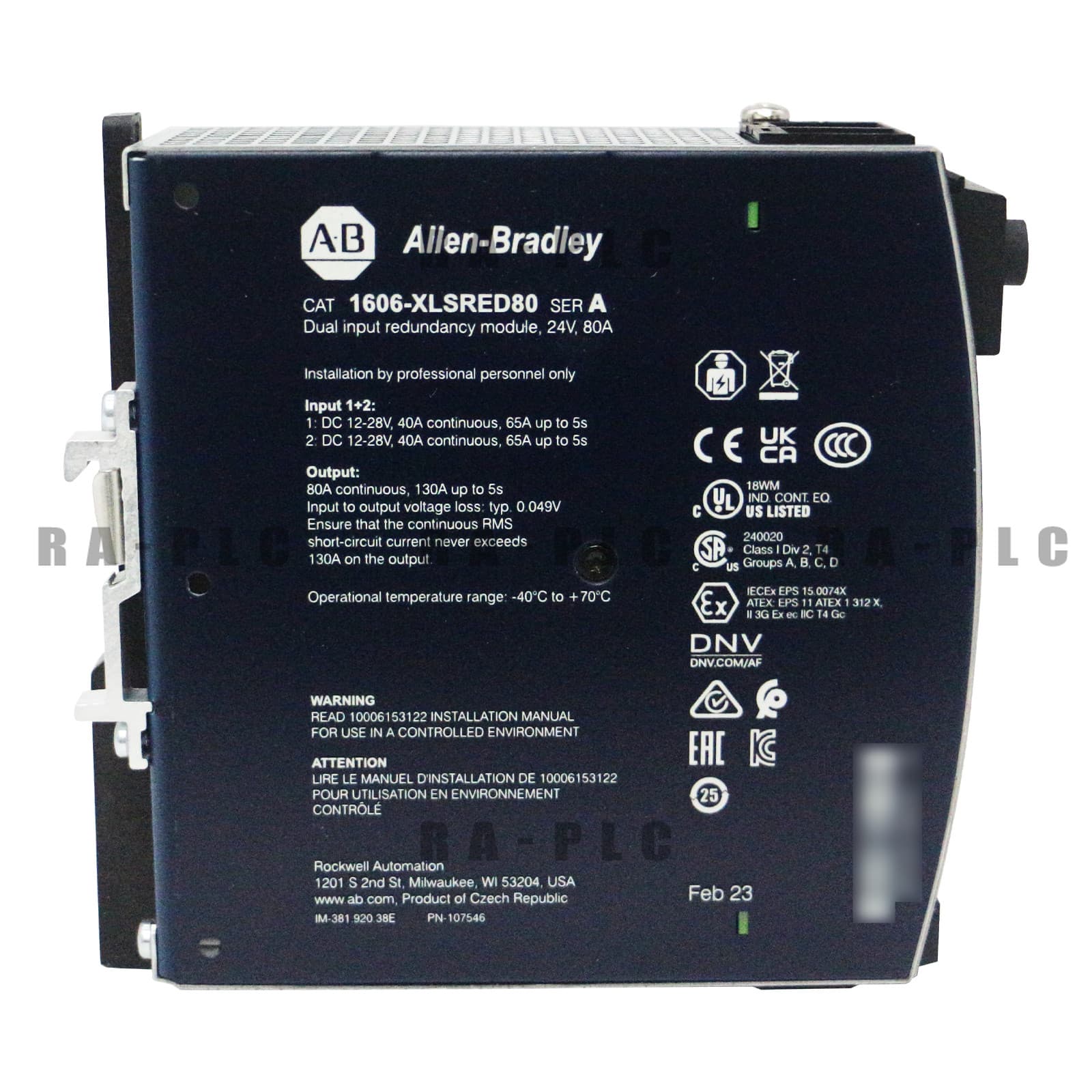 New AB1606-XLSRED80 80A Redundancy Module Input Voltage 24-28V DC Output 80 Amps 5