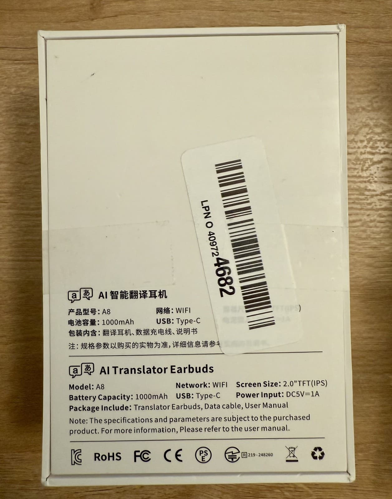 Wooask® A8 AI Language Translator Earbuds Powered by ChatGPT White - NEW 3