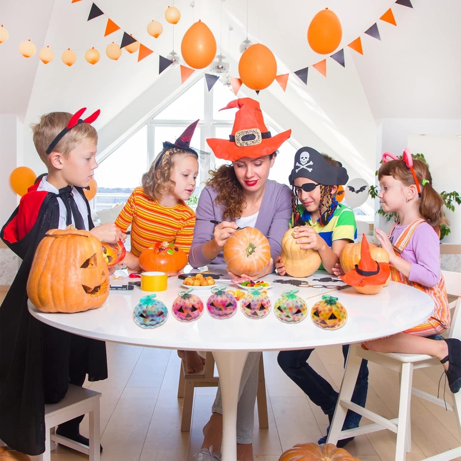 6 Pack Halloween Pumpkin Stress Balls Squishy Relief Toys Fidget Toys...  4