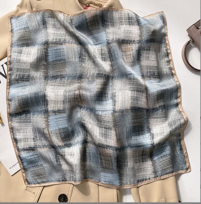 100% Mulberry Silk 20" Square Scarf Women Neckerchief Wrap Magic Weave - Grey 3