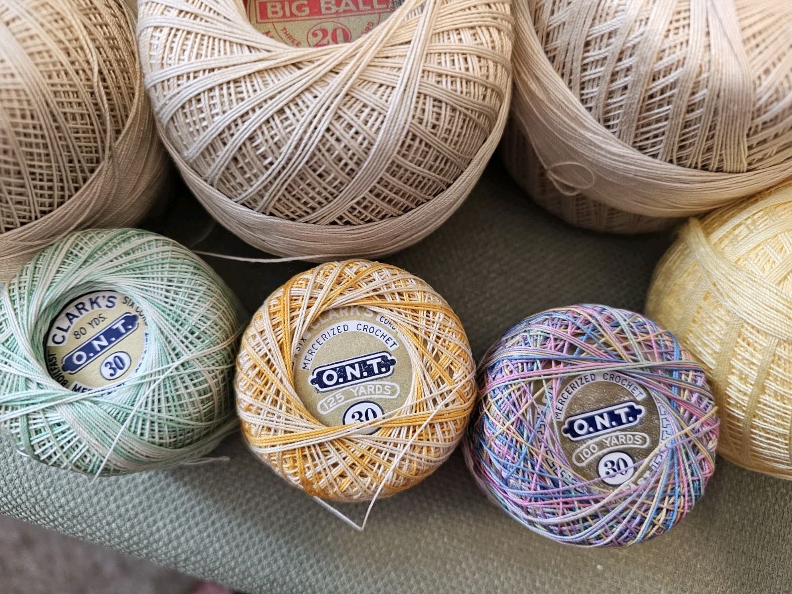 Lot Of 10 Vintage Mercerized Crochet Thread Spools Clarks Giant Mostly New 2