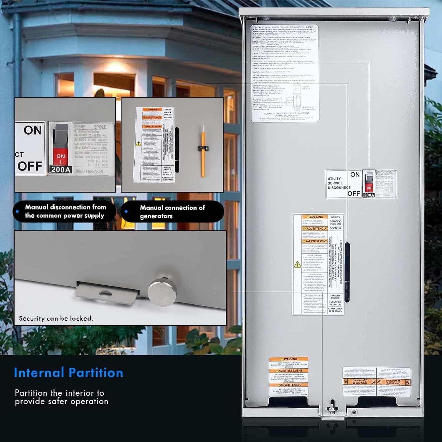 200 Amp Single Phase Automatic Transfer Switch, Replace for Generac RXSW200A3 4
