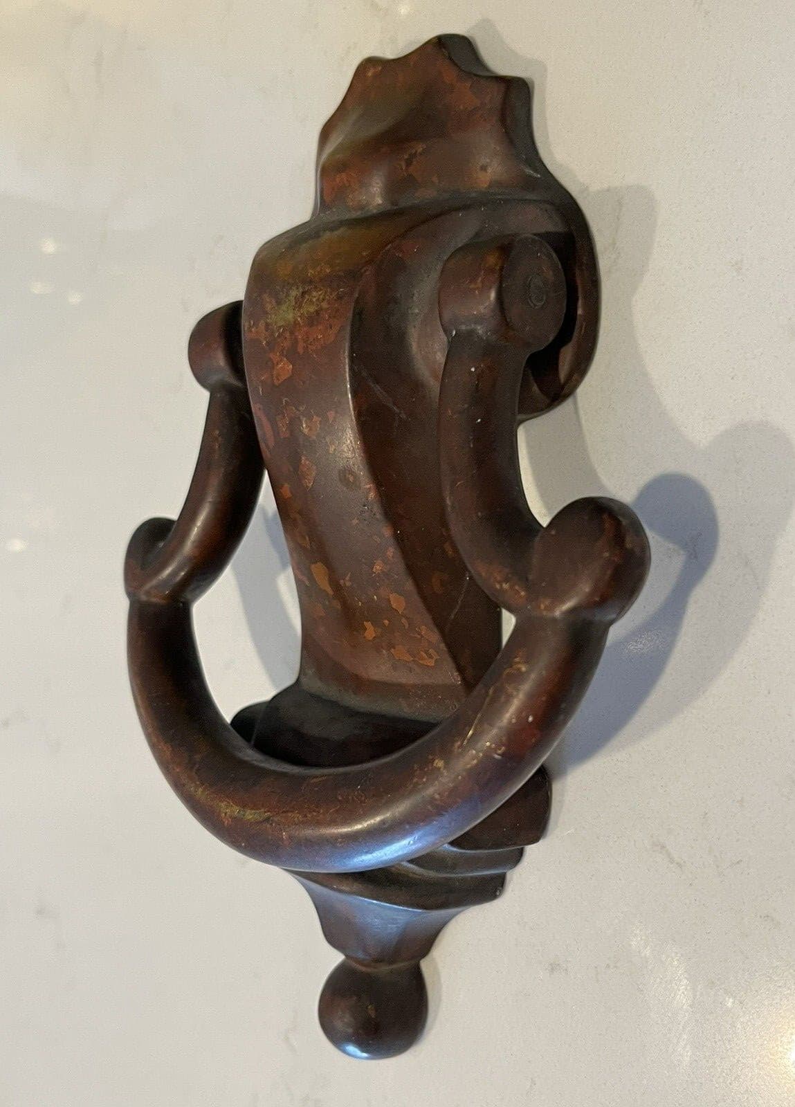 7"x4.5" ANTIQUE c.1882 VICTORIAN URN TORCHIERE ARCHITECTURAL SALVAGE DOORKNOCKER 6