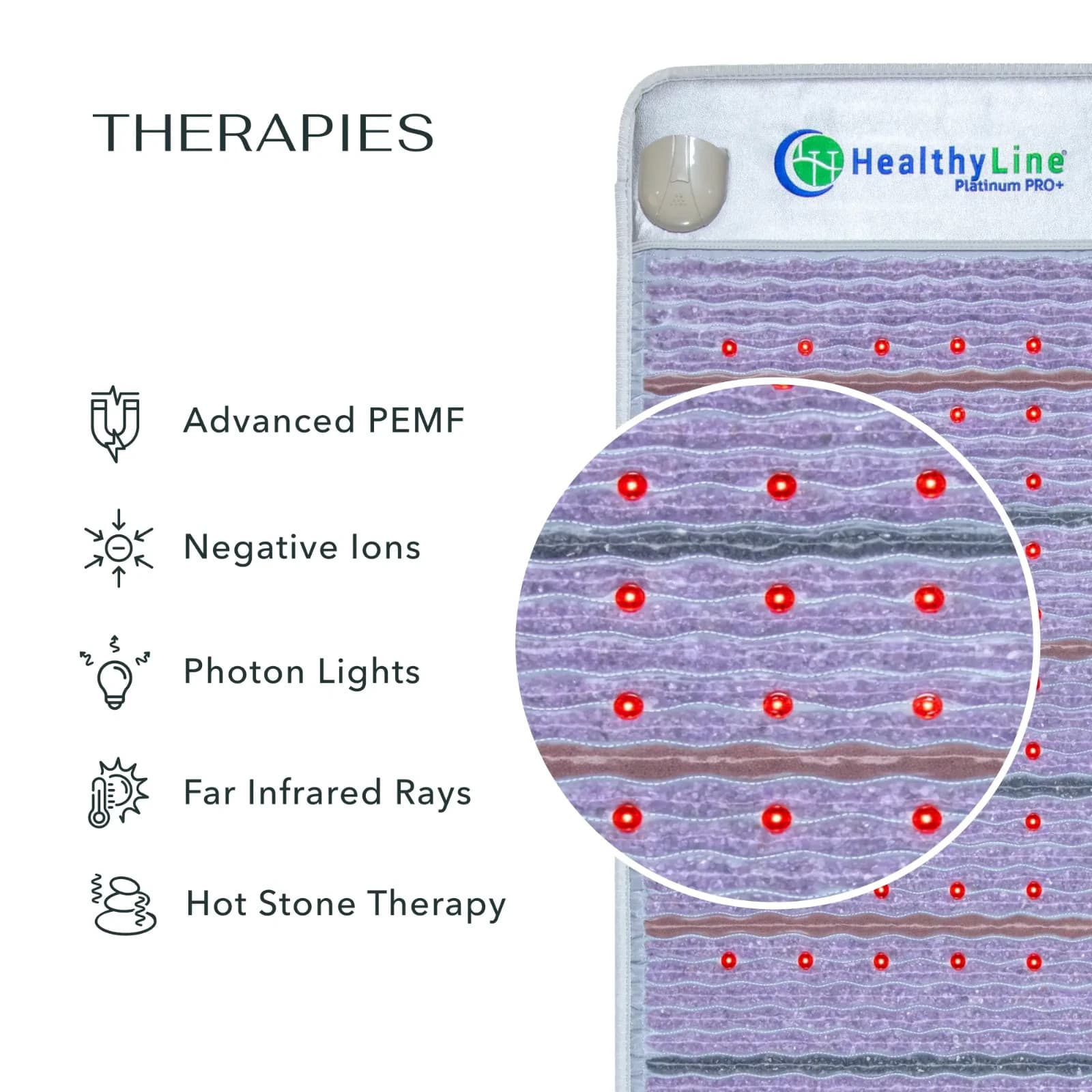 HealthyLine Heating Mat Infrared Gemstone Platinum Photon PEMF Therapy (72x 24) 6