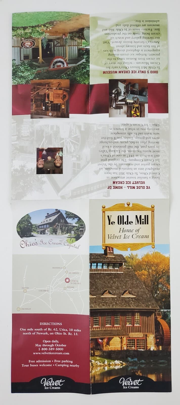 1990s Utica Ohio Ye Olde Mill Velvet Ice Cream Tourist Vintage Travel Brochure 3
