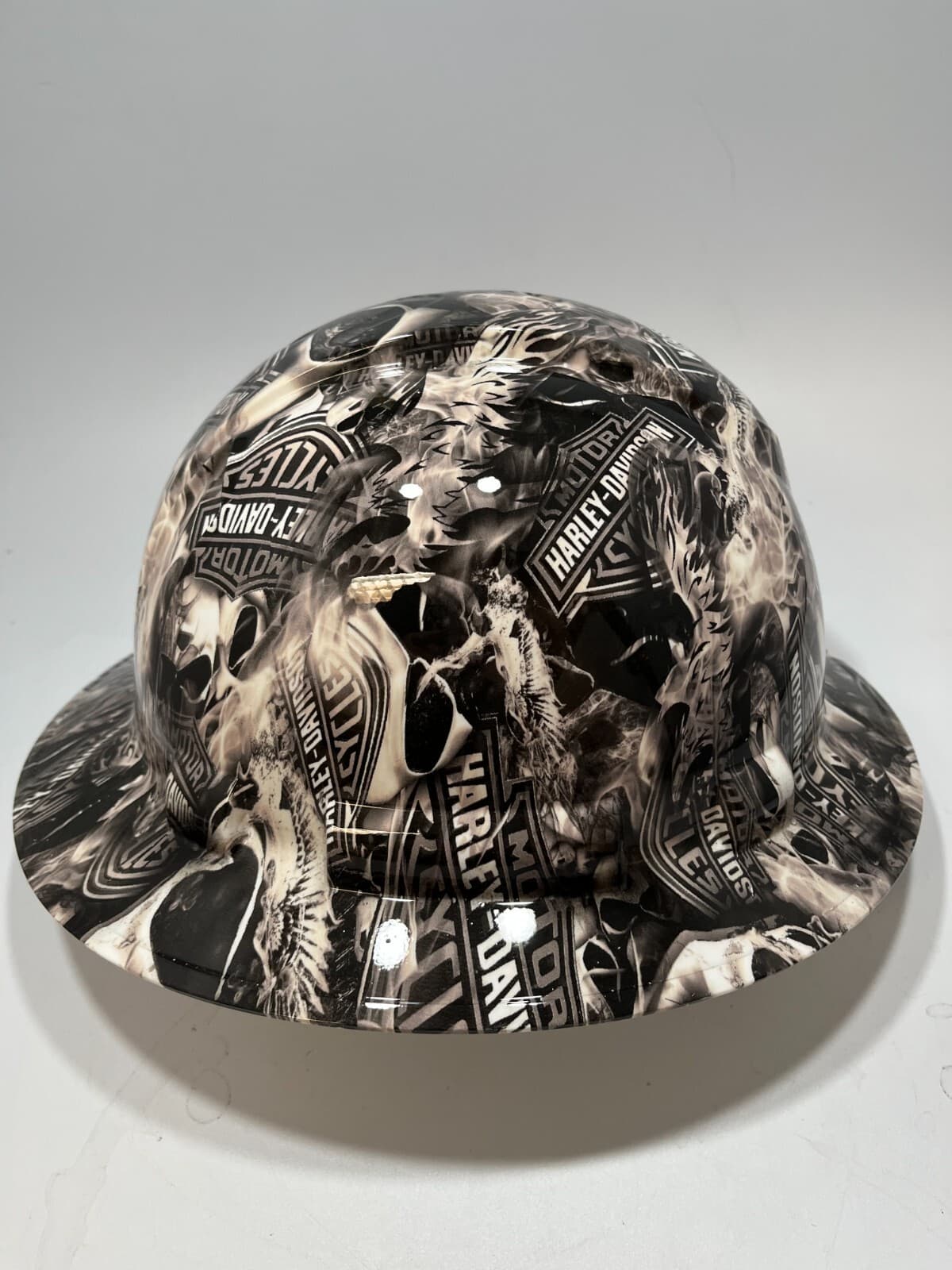 New Full Brim Hard Hat Custom Hydro Dipped HARLEY DAVIDSON SKULLS 4