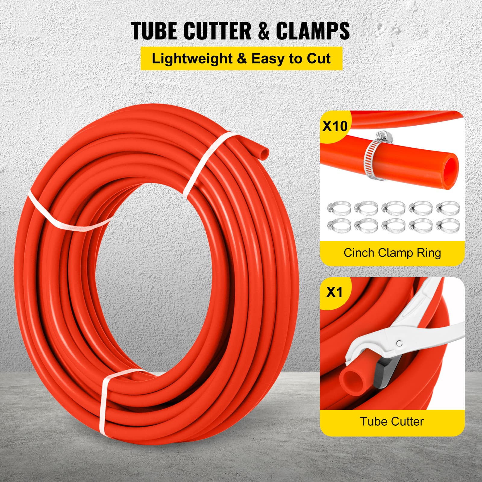 Uimoso 1/2" x 1000ft Pex Tubing Oxygen Barrier Pex-B Pipe Red Radiant Floor Heat 6