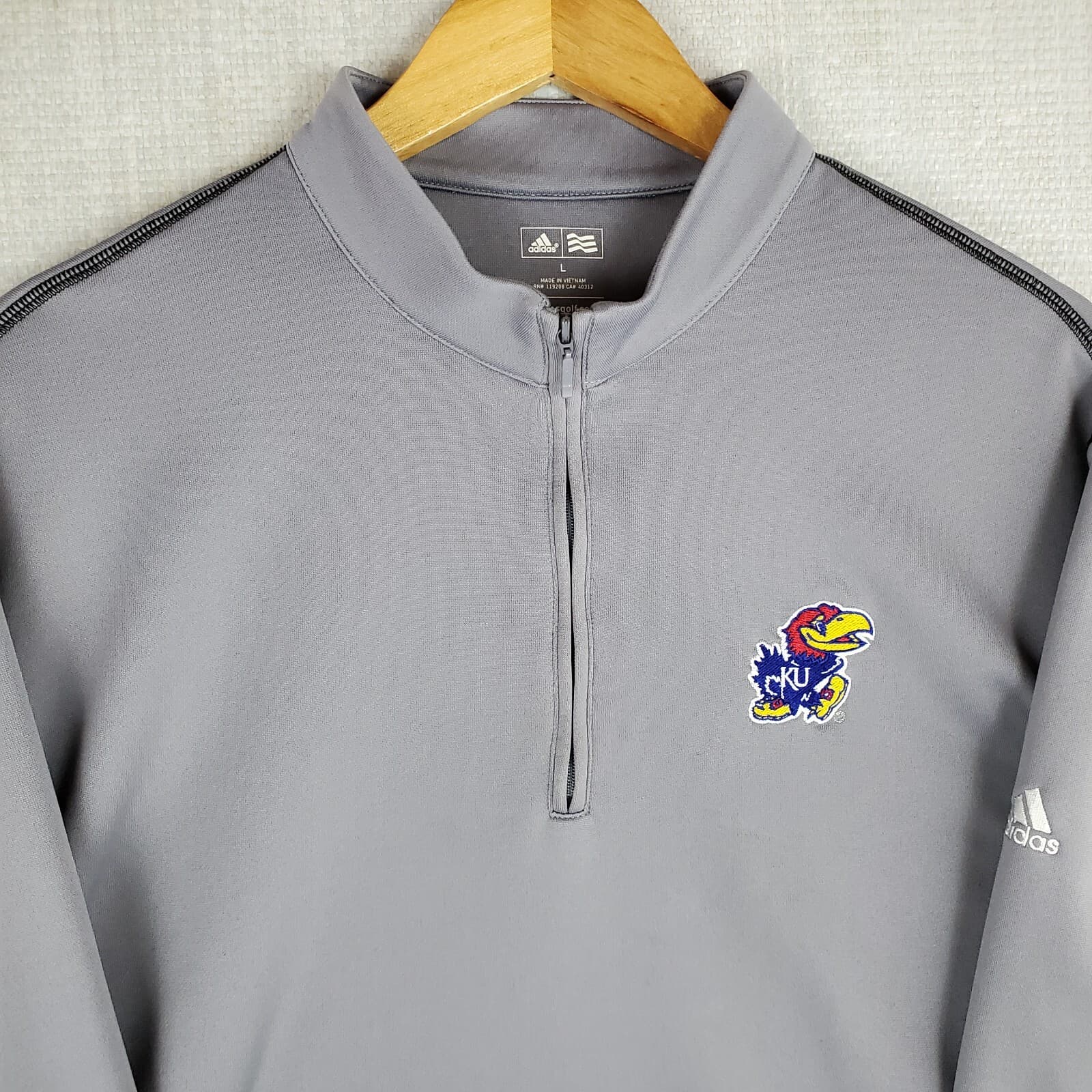 ADIDAS GOLF x KANSAS Size Large 1/4 Zip Performance Pullover Windbreaker Shirt
