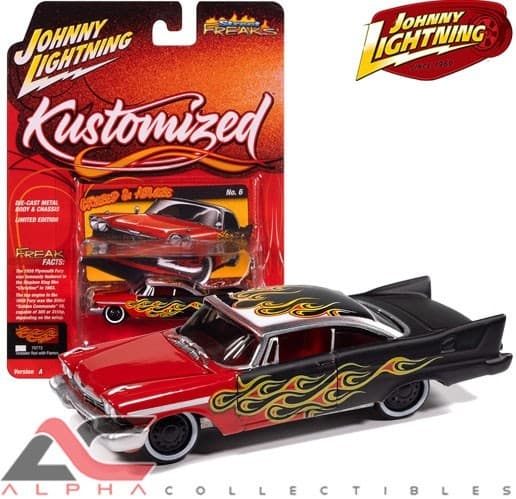 JOHNNY LIGHTNING 1:64 JLSP416B 1958 PLYMOUTH FURY "KUSTOMIZED" (RED FRONT)