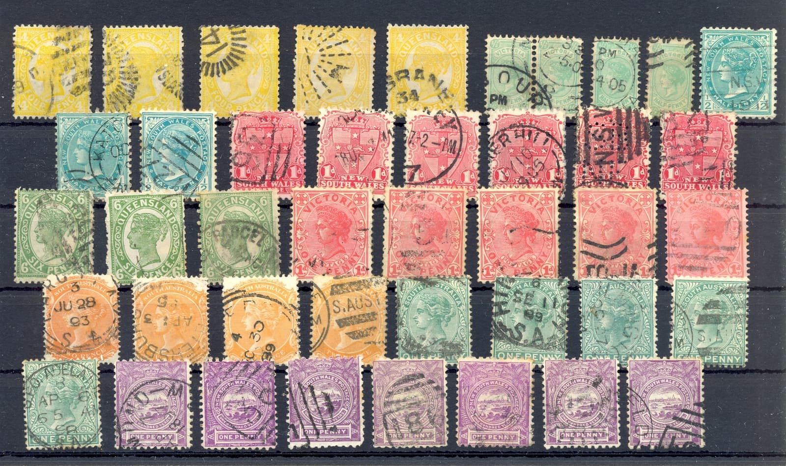 AUSTRALIA STATES 164 STAMPS - UNSORTED FOR VARIETIES / PM ---F/VF  3