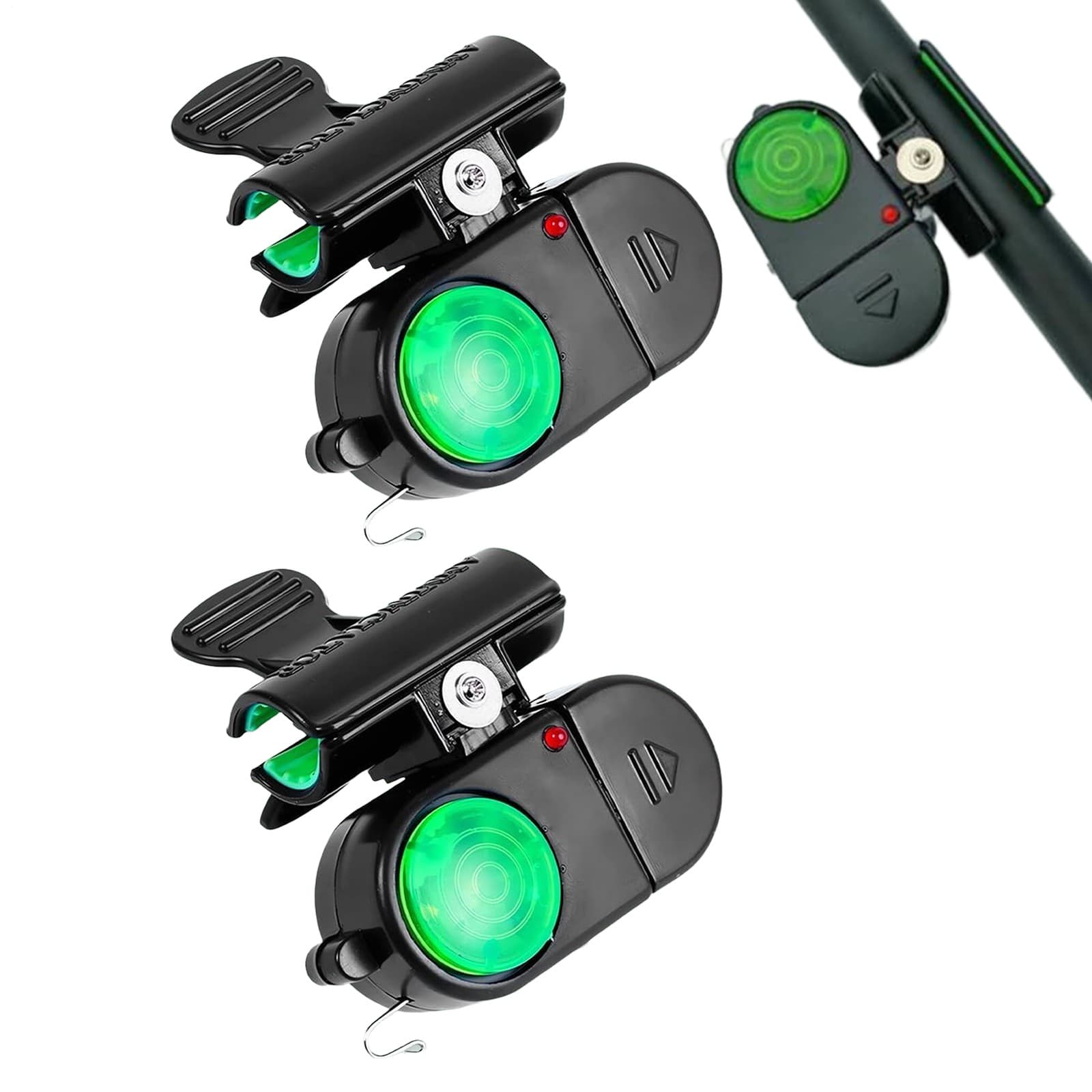 2Pcs Electronic LED Light Fishing Bite Sound Alarm Alert Bell Clip On Fish Rod