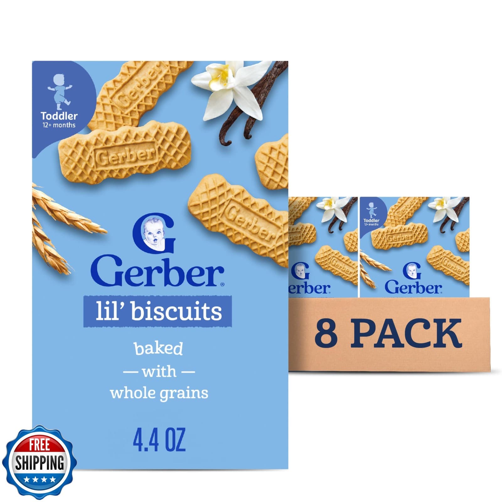 Gerber Lil Biscuits, Snacks for Toddlers, Toddler Cookies, Vitamin E, Iron, F