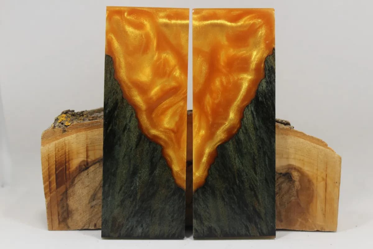 HYBRID STABILIZED DYED MAPLE GOLD CUSTOM COMPOSITE KNIFE HANDLE MATERIAL (8033)