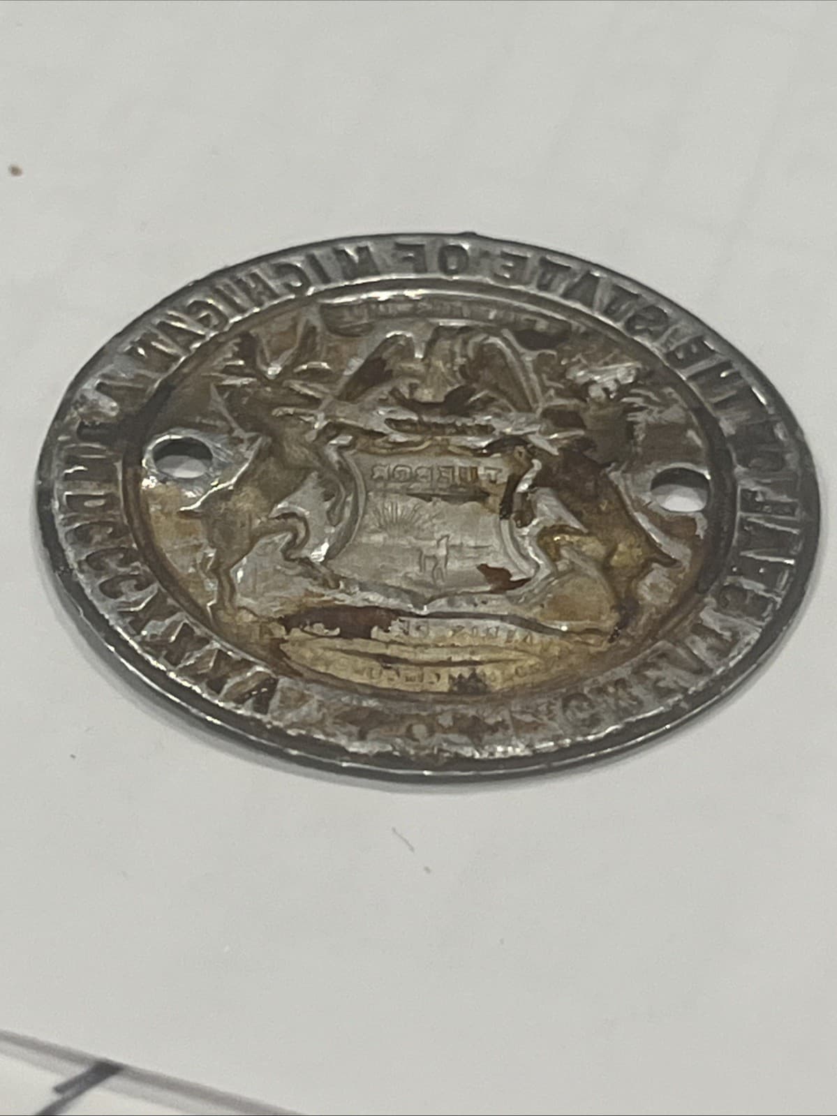 Rare Michigan License Plate Seal Tag Vintage Auto (905) 4