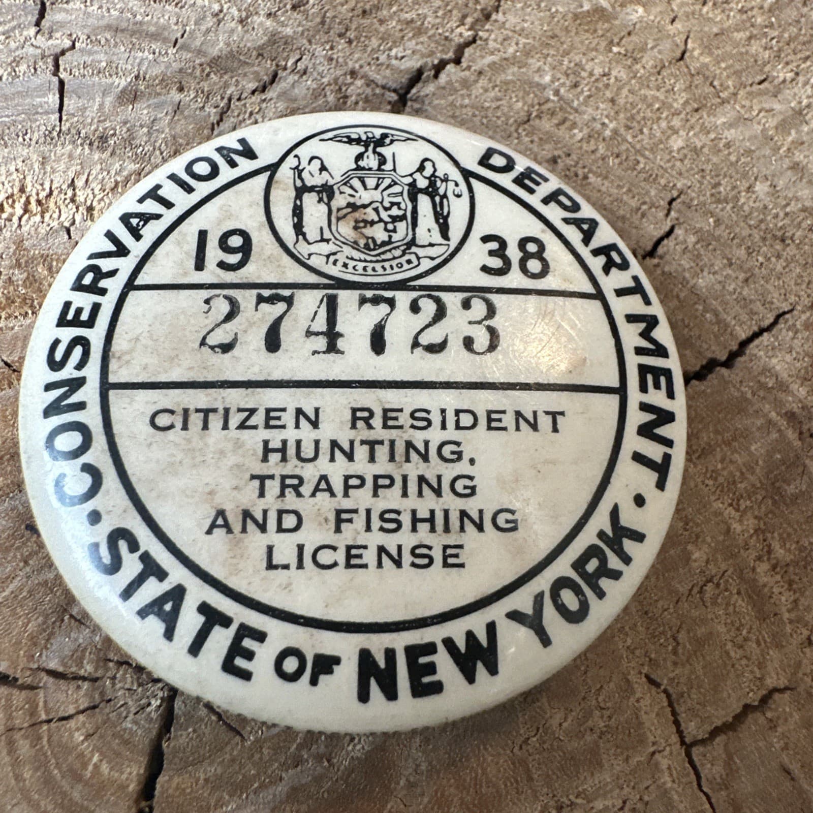 1938 CONSERVATION DEPARTMENT OF NEW YORK HUNTING FISHING LICENSE 2