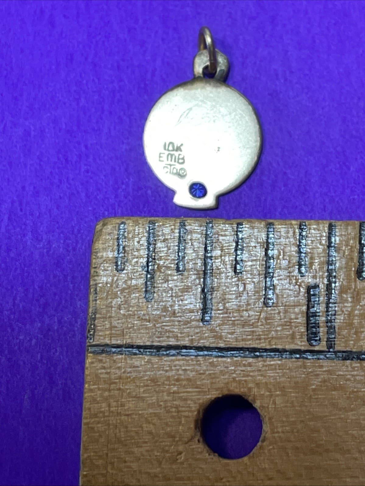 Southern Bell Service Award Pendant Bracelet Charm Sapphire 10KT GOLD 1980's 4