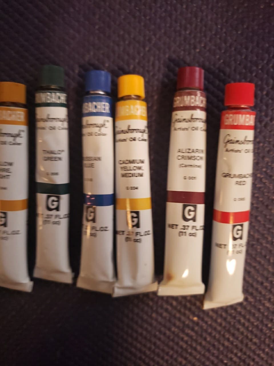 Vintage Grumbacher Oil Paints 6 .37 ml Tubes Lot of 12 Partials "J" 2