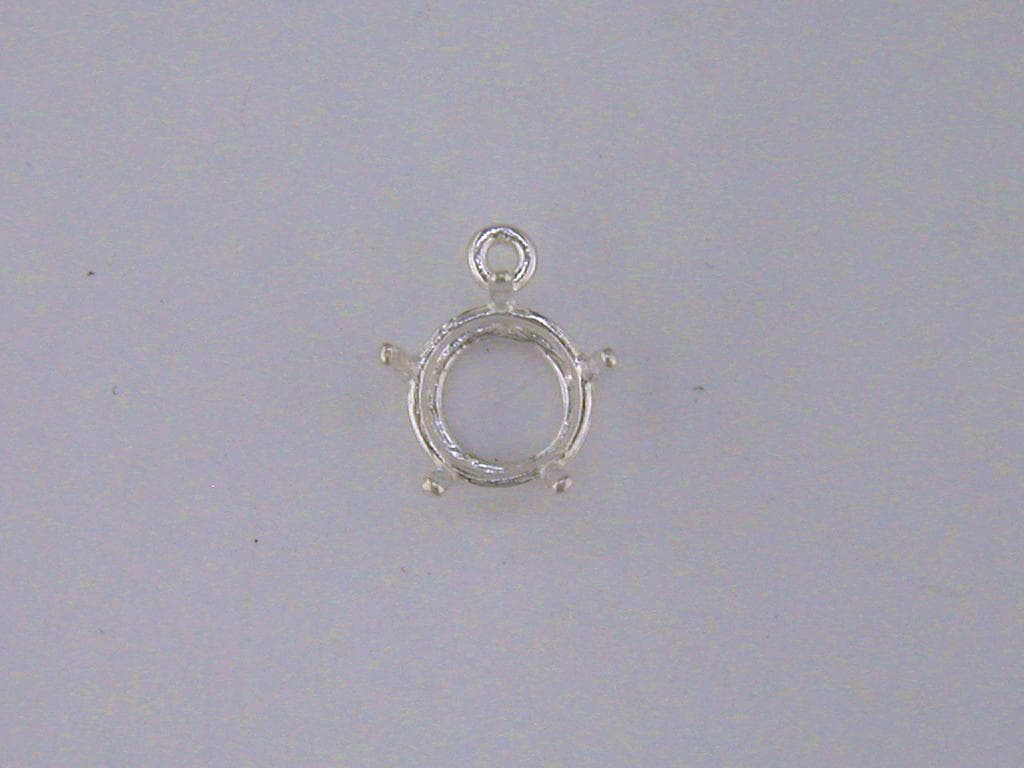Round Deep 5 Prong Dangle Setting Sterling Silver