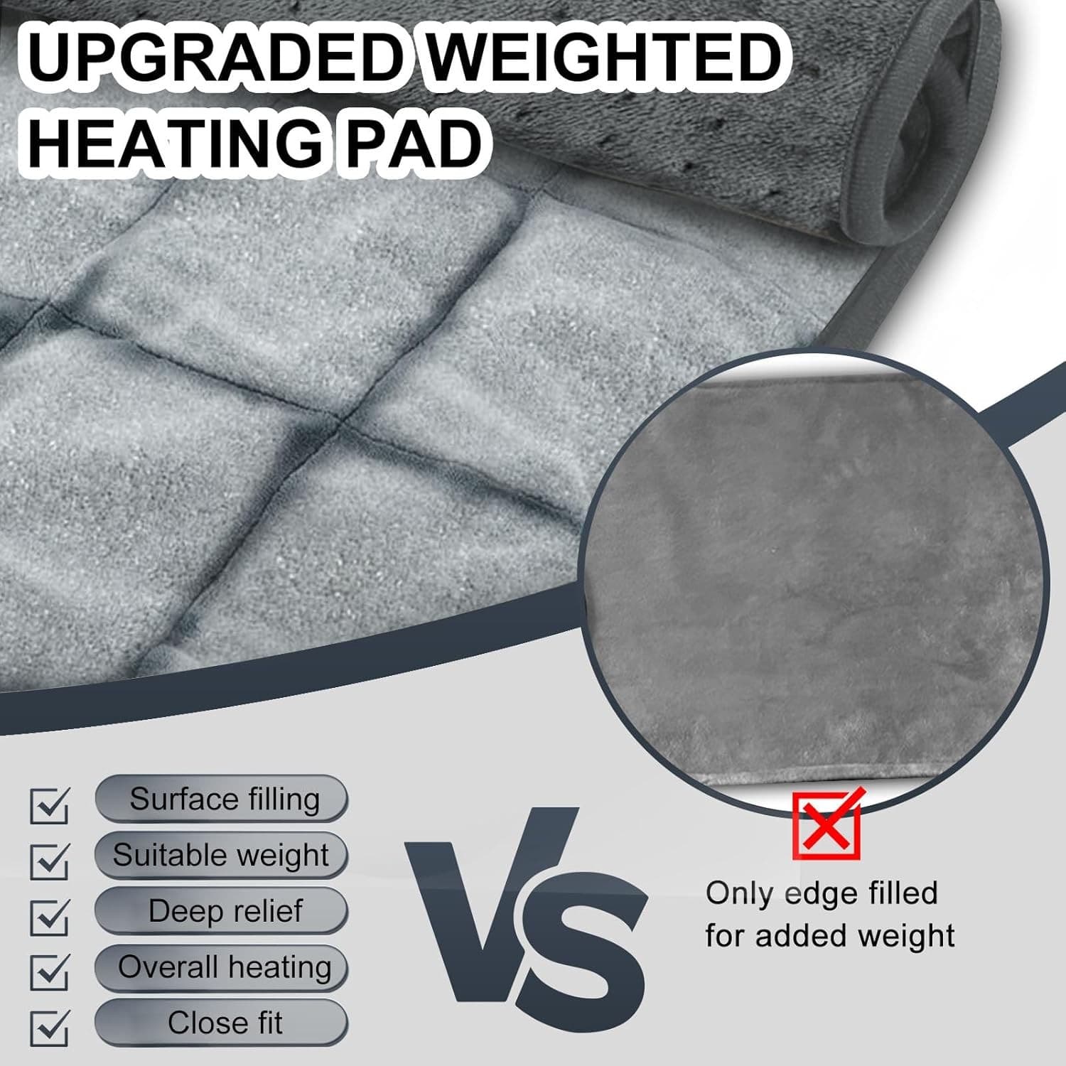 10 Heat Levels Weighted Heating Pad for Back 3Lbs for Neck and Shoulders 2