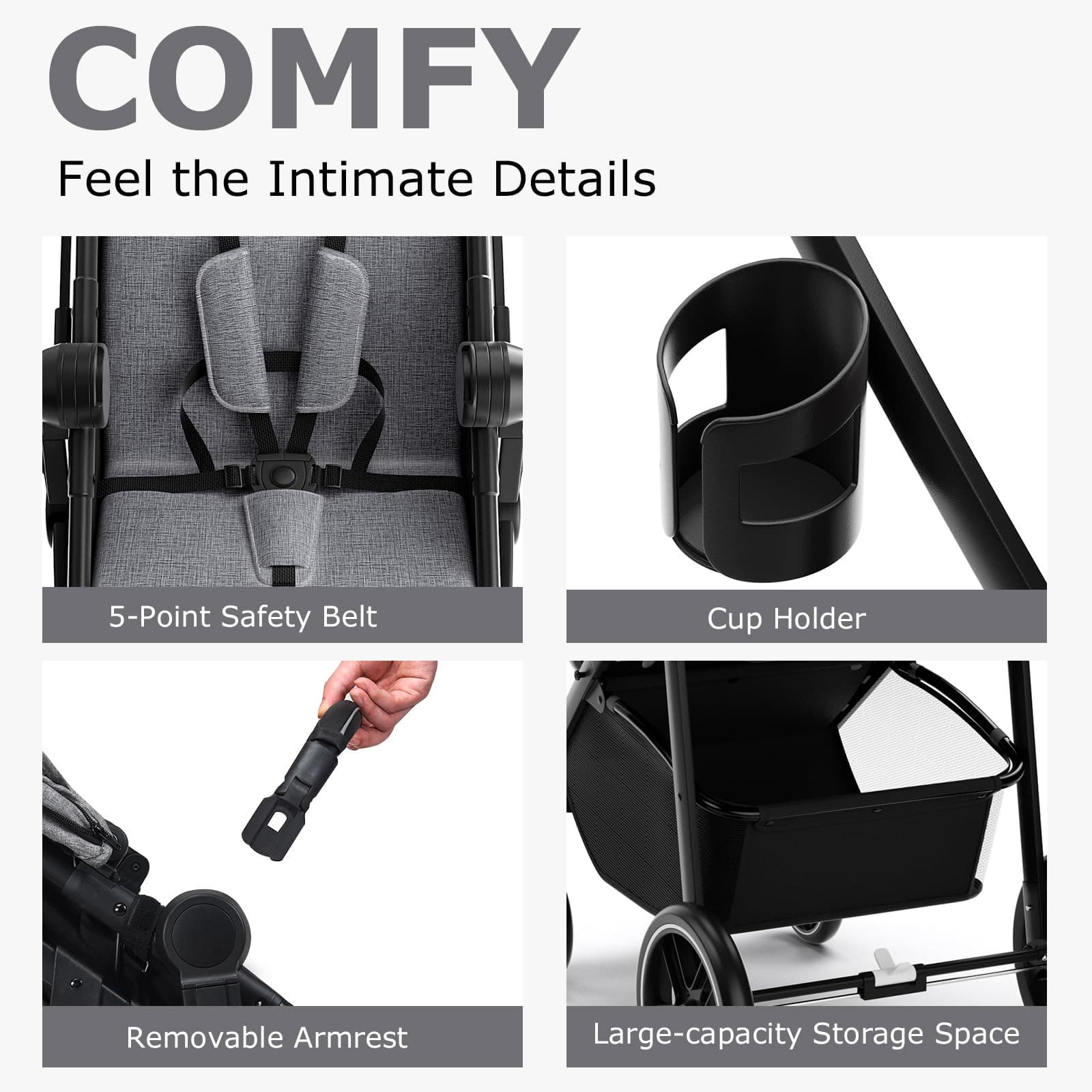 2 En 1 Carriola y Moisés Cochecito Para Bebe Recien Nacido Gris 0 a 1 Año Oferta 2