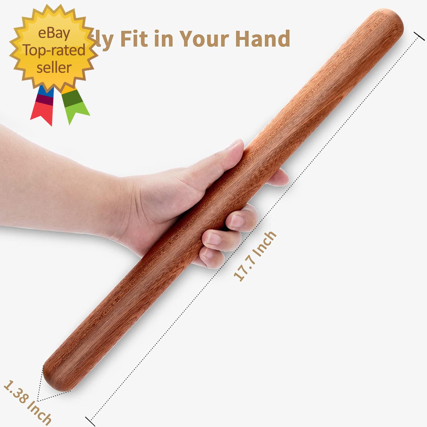Aisoso French Rolling Pin, 17.7 Inches Wood Rolling Pin for Baking Extra Long Th 2