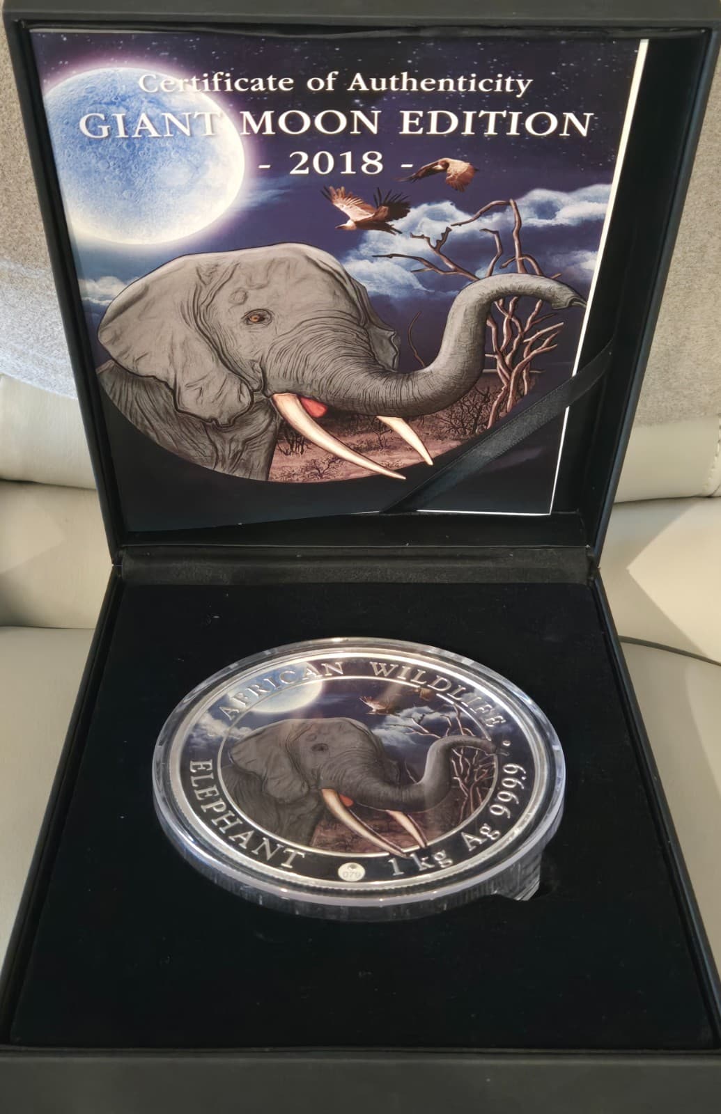2018 Somalia 1 Kilo Silver Elephant Giant Moon